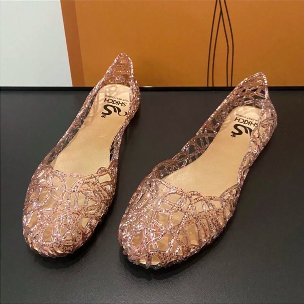 NWOT- Watermelon Pink Jelly Flats